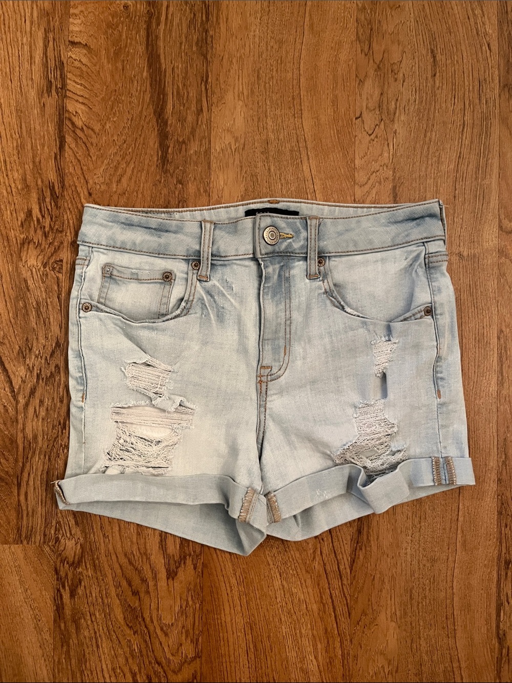 Aeropostale High Rise Midi Denim Shorts